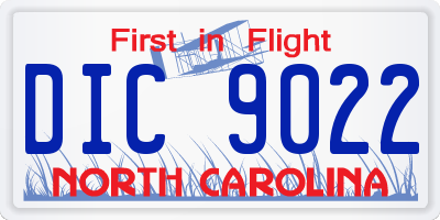 NC license plate DIC9022