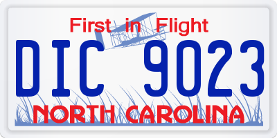 NC license plate DIC9023