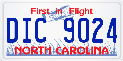 NC license plate DIC9024