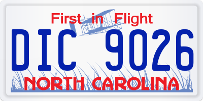 NC license plate DIC9026