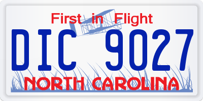 NC license plate DIC9027