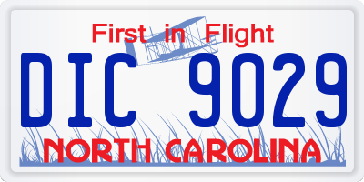 NC license plate DIC9029