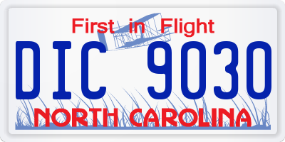 NC license plate DIC9030