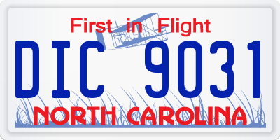 NC license plate DIC9031
