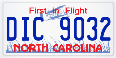 NC license plate DIC9032