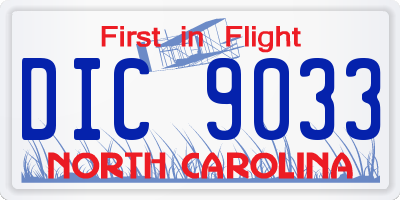 NC license plate DIC9033
