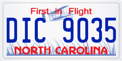 NC license plate DIC9035