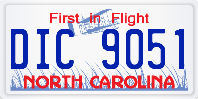 NC license plate DIC9051