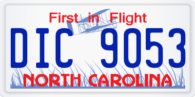 NC license plate DIC9053