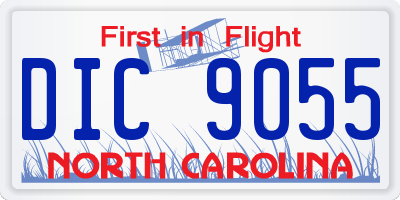NC license plate DIC9055