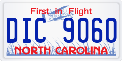 NC license plate DIC9060