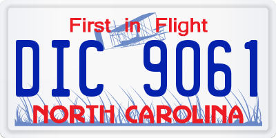 NC license plate DIC9061