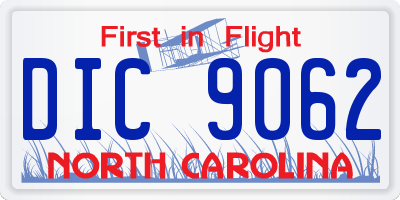NC license plate DIC9062