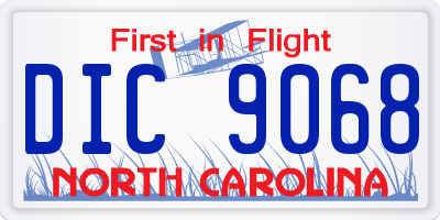 NC license plate DIC9068