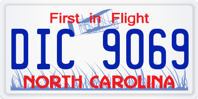 NC license plate DIC9069