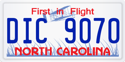 NC license plate DIC9070