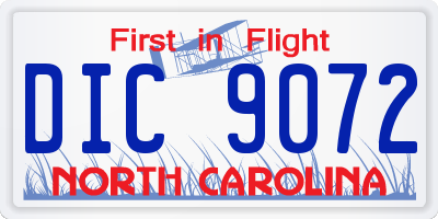 NC license plate DIC9072