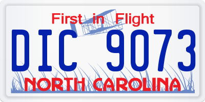 NC license plate DIC9073