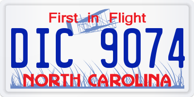 NC license plate DIC9074