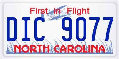NC license plate DIC9077