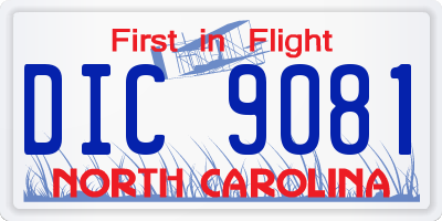 NC license plate DIC9081