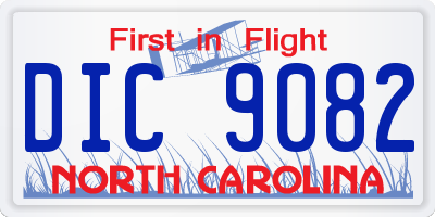 NC license plate DIC9082