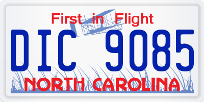 NC license plate DIC9085