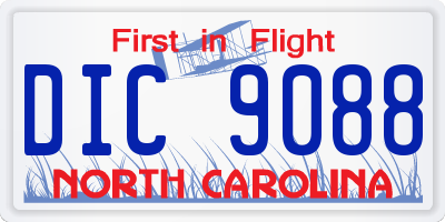 NC license plate DIC9088