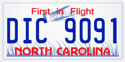 NC license plate DIC9091