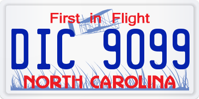 NC license plate DIC9099