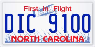 NC license plate DIC9100