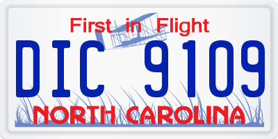 NC license plate DIC9109