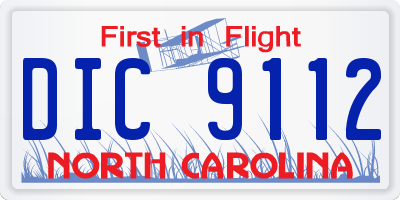 NC license plate DIC9112