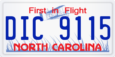 NC license plate DIC9115
