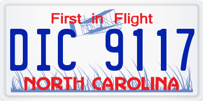 NC license plate DIC9117