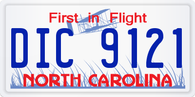 NC license plate DIC9121