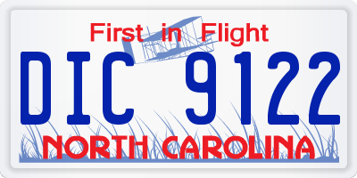 NC license plate DIC9122