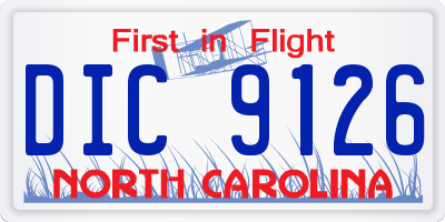 NC license plate DIC9126