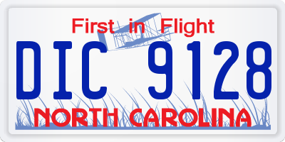 NC license plate DIC9128