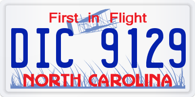 NC license plate DIC9129