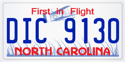 NC license plate DIC9130