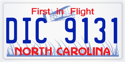 NC license plate DIC9131