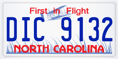 NC license plate DIC9132