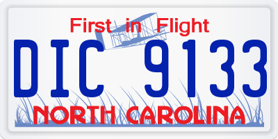 NC license plate DIC9133