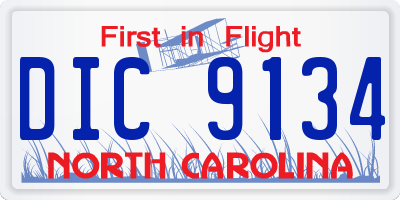 NC license plate DIC9134