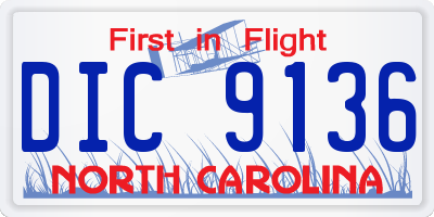 NC license plate DIC9136