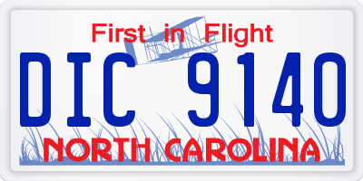 NC license plate DIC9140