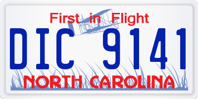 NC license plate DIC9141