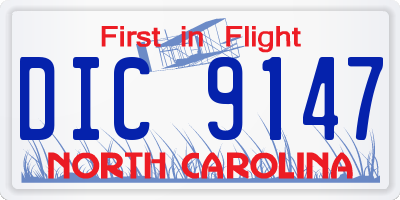 NC license plate DIC9147