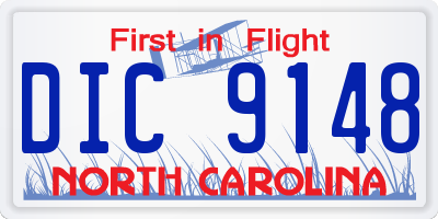 NC license plate DIC9148